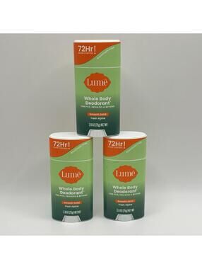 Lume Whole Body Deodorant 3 Pack, 72-hr Smooth Solid Stick, Fresh Alpine 2.6 oz